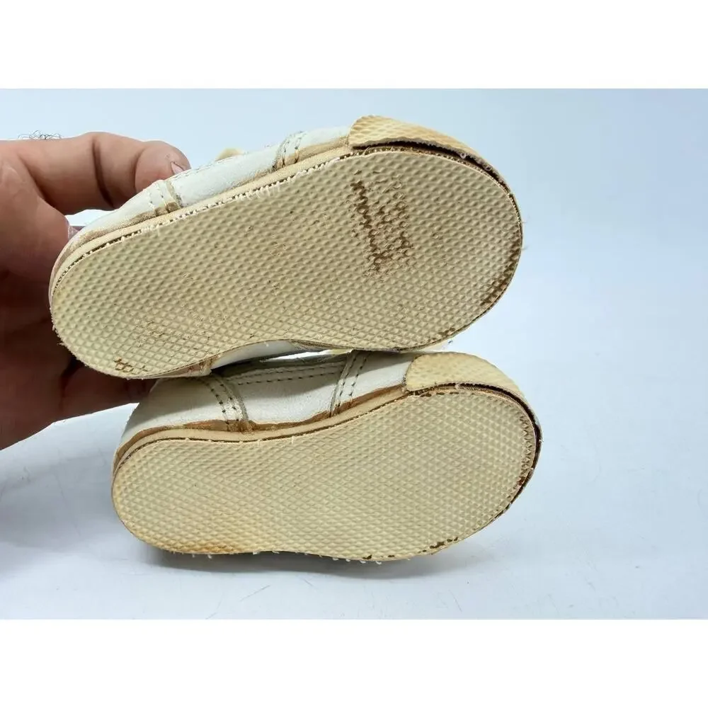 British Knights Baby Crib Shoes Size 1 Cream Blue Lace Up Sneakers